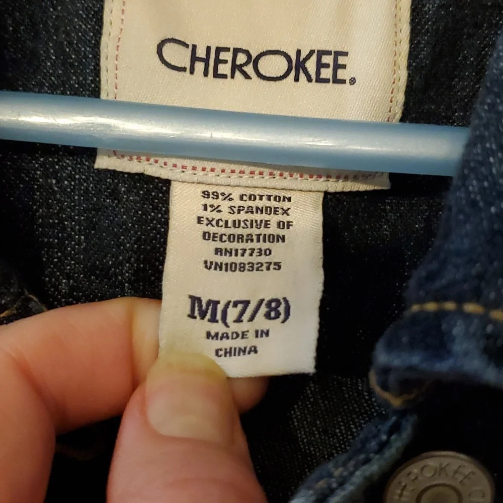 Cherokee Girls‎ Buttondown Denim Jean Jacket in Dark Wash Size Medium (7-8)